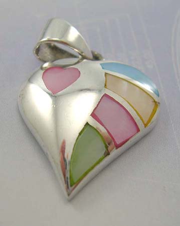 Love gift hearts tender wholedsale distribute 925 stamped sterling silver heart pendant with assorted mother of pearl inlay     