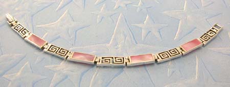 Online pearl jewelry shopping wholesale distribute sterling silver bracelet in rectangular with pink mother of pearl