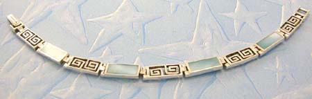 Peral jewelry shop for gift wholesale custom sterling silver bracelet with rectangular blue mother of pearl inlaid