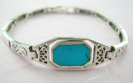 Premier designer turquoise jewelry for teens fashion - sterling silver bracelet with rectangular turquoise in watch design 
