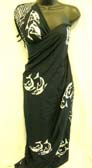 Resort apparel boutique store exports Caribbean fish print patterned rayon sarong dress