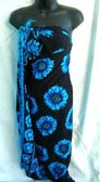 Beach wear outlet imports sexy, royal blue daisy design on Balinese style, rayon sarong dress wholesale
