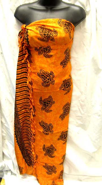 Trendy supply factory imports sea turtle print decor on womens bali sarong wrap from Indonsia