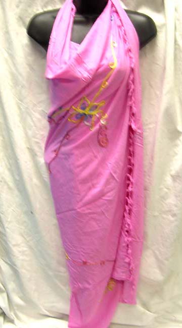 Unique resort apparel gift shop, Embroidered butterfly designed fashion sarong scarf from Indonesia exporter
