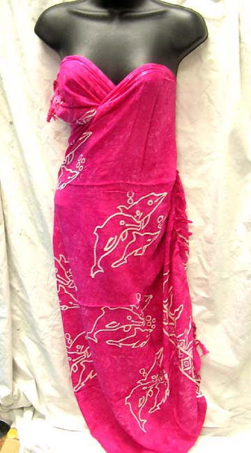 Retail shopping catalog, dolphin theme on high fashion bali wear sarong cover up from online distributor