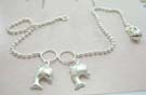 High designer for silver anklet for dolphin lover wholesaler - sterling silver anklet in balls with double dolphins and jiggle bell decor