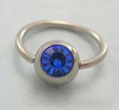 Body Canada piercing jewelry wholesaler distribute steel ball closure ring for belly bottom with blue Cz embedded 