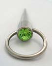 Piercing body jewelry gift shopping online wholesale in surgical steel belly button ring with light green Cz