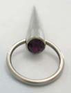 Steel belly button jewelry - straight belly button body jewelry with purple Cz in surgical steel 