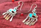 Wholesale jewelry supplier present western style french hook earring with reconstructed turquoise inlaid