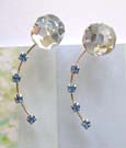 Fine Cz jewelry gift for her, 925 stamped sterling ear thread with clear and blue Cz 