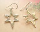 Fashion star design sterling silver earrings, cut-out