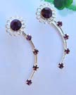 Wholesale threader jewelry company supply purple Cz sterling silver ear threader