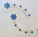 High quality Cz threader jewelry on sale - blue Cz sterling silver threader earrings in flower design