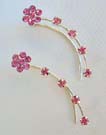 Catalog fashion jewelry threader wholesale sterling silver ear thread with pink Cz in flower design