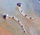 Affortable silver thread jewelry at wholesale price, sterling silver ear thread with purple rounded Cz