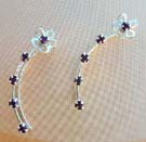 Custume fashion threader jewelry shopping for teens - purple Cz sterling silver threader earrings