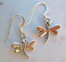 Sterling silver fashion earring jewelry in dragonfly design 