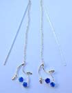 Nature designer threader jewelry wholesale supplier sterling silver threader earrings with blue Cz in leaf design