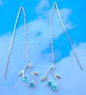 Sterling silver thread natrue design supplier display leaf shape design light blue Cz sterling silver ear strings