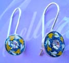 Collectible fashion enamel jewely wholesale supply sterling silver floral enamel earrings with rounded clear cz 