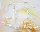 Trendy high fashion jewelry pearl wholesale supply curly sterling silver earrings chain with silver ball