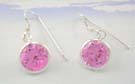 Lady fashion cubic zirconia jewelry wholesale display sterling silver earrings with pink rounded Cz 