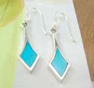 Fashion jewelry design inspired of turquoise wholesaler of long diamond silver earrings with turquoise inlay