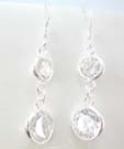 Wholesale cubic zirconia fashion jewelry supplier sterling silver dangling earrings with clear cz