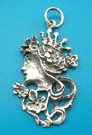 Costume princess sterling silver pendant sideway, lady jewelry gift, 925 stamped sterling silver