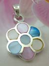 Mother of pearl jewelry silver fashion shopping display sterling silver pendant flower design with assorted mother of pearl
