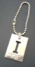 Fashion jewelry pendant letter I design in sterling silver rectangular pendant with cut-out letter I 