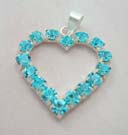 Wholesale fashion Cz pendant for lover supply sterling silver heart pendant with blue Cz embedded