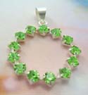 Fashion teen gift Cz charm wholesaler supply sterling silver pendant with multi rounded green Cz 
