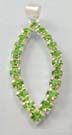 Teen Cz charm shop online supplier wholesale sterling silver pendant with multi green Cz in olive shape