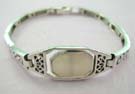 Wholesale jewelry for pearl lover in stamped 925 sterling silver bracelet with rectangular white mother of peral in middle