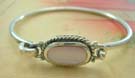 Delicate Pearl  jewelry fashion holiday shopping online - 925 sterling silver bangle with oval pink mother of pearl in middle 