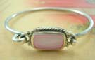 Fashion bangle gift shop in pink mother of pearal seashell made 925 sterling silver 