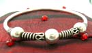 Wholesale jewelry fashion in Bali theme, 925 stamped sterling silver Bali bangle in mystic sign with three balls