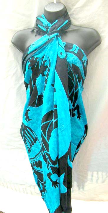 Indonesian garment outsourcing dealer export wholesale beach sarong with gecko tribal art    
 