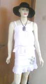 Straps mini skirt set with dress-like elastic top design. Seam details on waist and hip