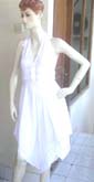 Seam waist cut white dress with triangle cut on bottom