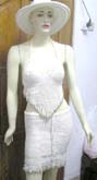 Causual wear crochet handmade garments for ladys and teenage girls - Wedding white bikini angle shape top matched with drawstrings adjustable mini skirt